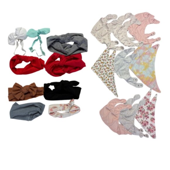 BUNDLE of 18-Baby Bibs + Toddler/Child Headbands, Gently Used (BB1401B) - Picture 1 of 3